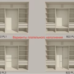 Шкаф-купе 2100 серии SOFT D5+D5+D5+B22+PL4 (по 2 ящика лев/прав+2штанги) профиль «Графит» в Сысерти - sysert.mebel24.online | фото 4
