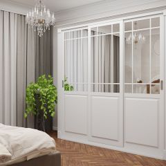 Шкаф-купе 2150 серии NEW CLASSIC K5+K5+K5+B22+PL3 (по 2 ящика лев/прав+1 штанга+1полка) профиль «Капучино» в Сысерти - sysert.mebel24.online | фото