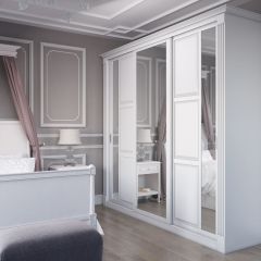 Шкаф-купе 2150 серии NEW CLASSIC K6Z+K1+K6+B22+PL2(по 2 ящика лев/прав+1 штанга+1 полка) профиль «Капучино» в Сысерти - sysert.mebel24.online | фото