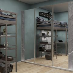 Шкаф-купе 2250 серии SILVER S3+S1+S3Z B22+PL2 (по 2 ящика лев/прав+1штанга+1 полка) профиль «Серебро» в Сысерти - sysert.mebel24.online | фото