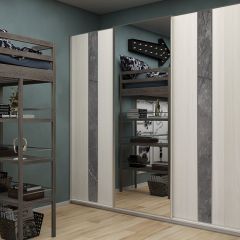 Шкаф-купе 2250 серии SILVER S4+S1+S4 B22+PL4 (по 2 ящика лев/прав+F обр.штанга) профиль «Серебро» в Сысерти - sysert.mebel24.online | фото