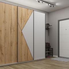 Шкаф-купе 2400 серии SOFT D2+D7+D3+B22+PL2 (по 2 ящика лев/прав+1штанга+1полка) профиль «Графит» в Сысерти - sysert.mebel24.online | фото
