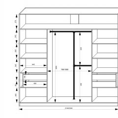 Шкаф-купе 2450 серии NEW CLASSIC K4+K4+K4+B22+PL4 (по 2 ящика лев/прав+F обр.штанга) профиль «Капучино» в Сысерти - sysert.mebel24.online | фото 3