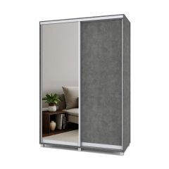РОЛАНД Шкаф-купе зеркалом Камень темный (600*1500) Р652 в Сысерти - sysert.mebel24.online | фото