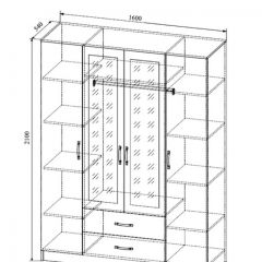 СОФИ СШК1600.1Шкаф 4-х ств с2мя зерк, 2 ящиками в Сысерти - sysert.mebel24.online | фото 2