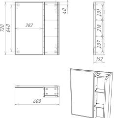 Шкаф-зеркало Uno 60 Дуб серый левый/правый Домино (DU1503HZ) в Сысерти - sysert.mebel24.online | фото 14