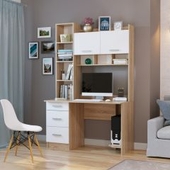 Стол компьютерный ПКС-5 Дуб сонома/Белый глянец в Сысерти - sysert.mebel24.online | фото