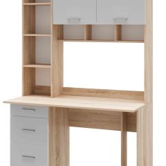 Стол компьютерный ПКС-5 Дуб сонома/Белый глянец в Сысерти - sysert.mebel24.online | фото 2