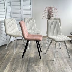 Стул ELVIS WZ2042-01 молочный фактурный велюр / белый каркас М-City в Сысерти - sysert.mebel24.online | фото 2
