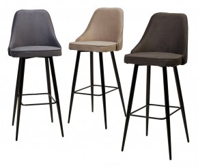 Барный стул NEPAL-BAR ГРАФИТ #14, велюр/ черный каркас (H=78cm) М-City в Сысерти - sysert.mebel24.online | фото 3
