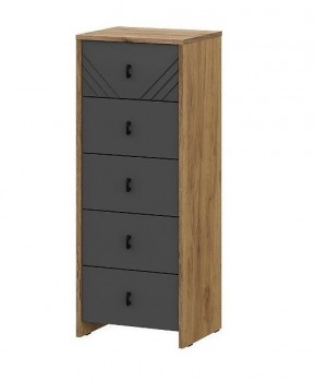 БАЙКАЛ Комод (5 ящиков) Графит/Дуб золотой в Сысерти - sysert.mebel24.online | фото
