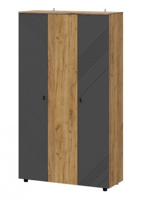 БАЙКАЛ Шкаф трехстворчатый (Графит/Дуб золотой) в Сысерти - sysert.mebel24.online | фото