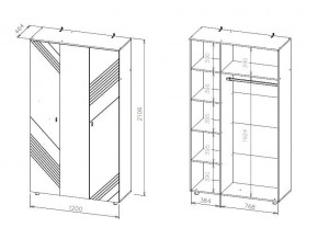 БАЙКАЛ Шкаф трехстворчатый (Графит/Дуб золотой) в Сысерти - sysert.mebel24.online | фото 3