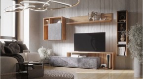 ДАЛЛАС Гостиная (модульная) цемент темный в Сысерти - sysert.mebel24.online | фото