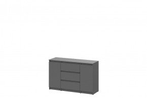 ДЕНВЕР Комод 3 ящика двухстворчатый (Графит серый) в Сысерти - sysert.mebel24.online | фото