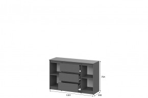 ДЕНВЕР Комод 3 ящика двухстворчатый (Графит серый) в Сысерти - sysert.mebel24.online | фото 2