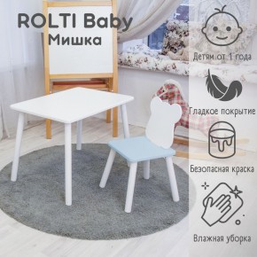 Детский комплект стол и стул «Мишка» Rolti Baby  (голубая столешница/белое сиденье/белые ножки) в Сысерти - sysert.mebel24.online | фото
