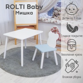 Детский комплект стол и стул «Мишка» Rolti Baby  (голубая столешница/голубое сиденье/белые ножки) в Сысерти - sysert.mebel24.online | фото