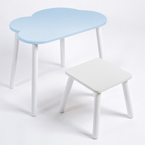 Детский комплект стол ОБЛАЧКО  и табурет Rolti Baby (голубая столешница/белое сиденье/белые ножки) в Сысерти - sysert.mebel24.online | фото 1