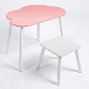 Детский комплект стол ОБЛАЧКО  и табурет Rolti Baby (розовая столешница/белое сиденье/белые ножки) в Сысерти - sysert.mebel24.online | фото