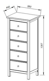 Комод 05 Кантри белый с пятью ящиками в Сысерти - sysert.mebel24.online | фото 3