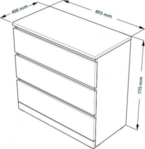 Комод Варма 3 с тремя выдвижными ящиками, цвет белый в Сысерти - sysert.mebel24.online | фото 4