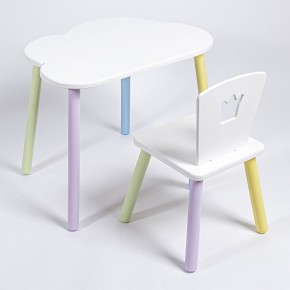 Комплект детский стол ОБЛАЧКО и стул КОРОНА ROLTI Baby (белая столешница/белое сиденье/цветные ножки) в Сысерти - sysert.mebel24.online | фото
