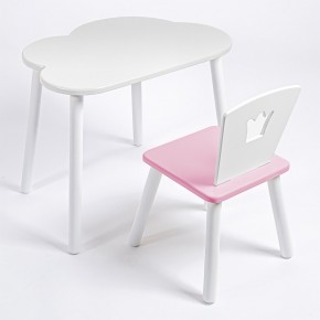 Комплект детский стол ОБЛАЧКО и стул КОРОНА ROLTI Baby (белая столешница/розовое сиденье/белые ножки) в Сысерти - sysert.mebel24.online | фото