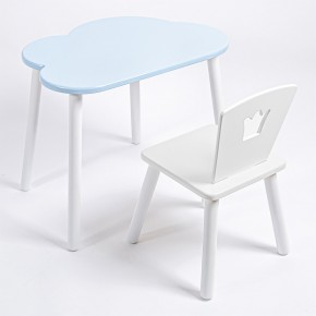 Комплект детский стол ОБЛАЧКО и стул КОРОНА ROLTI Baby (голубая  столешница/белое сиденье/белые ножки) в Сысерти - sysert.mebel24.online | фото 1