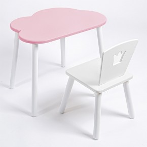 Комплект детский стол ОБЛАЧКО и стул КОРОНА ROLTI Baby (розовая столешница/белое сиденье/белые ножки) в Сысерти - sysert.mebel24.online | фото