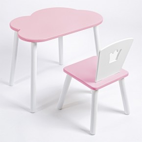 Комплект детский стол ОБЛАЧКО и стул КОРОНА ROLTI Baby (розовая столешница/розовое сиденье/белые ножки) в Сысерти - sysert.mebel24.online | фото 1
