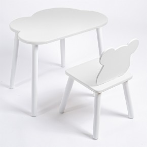Комплект детский стол ОБЛАЧКО и стул МИШКА ROLTI Baby (белая столешница/белое сиденье/белые ножки) в Сысерти - sysert.mebel24.online | фото