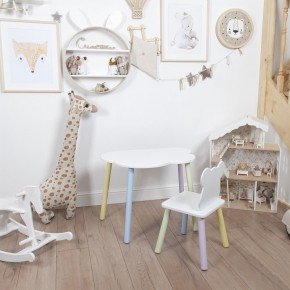 Комплект детский стол ОБЛАЧКО и стул МИШКА ROLTI Baby (белая столешница/белое сиденье/цветные ножки) в Сысерти - sysert.mebel24.online | фото
