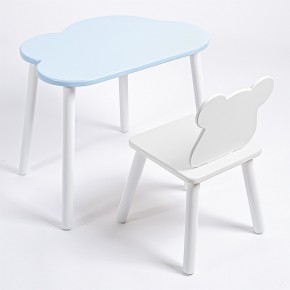 Комплект детский стол ОБЛАЧКО и стул МИШКА ROLTI Baby (голубая столешница/белое сиденье/белые ножки) в Сысерти - sysert.mebel24.online | фото 1