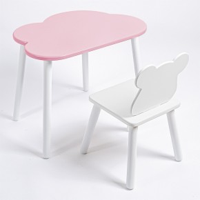 Комплект детский стол ОБЛАЧКО и стул МИШКА ROLTI Baby (розовая столешница/белое сиденье/белые ножки) в Сысерти - sysert.mebel24.online | фото 1