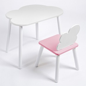 Комплект детский стол ОБЛАЧКО и стул ОБЛАЧКО ROLTI Baby (белая столешница/розовое сиденье/белые ножки) в Сысерти - sysert.mebel24.online | фото