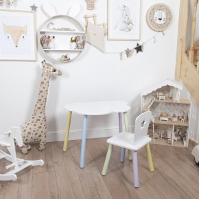 Комплект детский стол ОБЛАЧКО и стул ЗВЕЗДА ROLTI Baby (белая столешница/белое сиденье/цветные ножки) в Сысерти - sysert.mebel24.online | фото