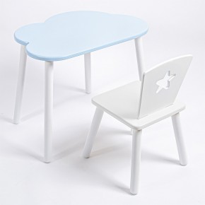 Комплект детский стол ОБЛАЧКО и стул ЗВЕЗДА ROLTI Baby (голубая столешница/белое сиденье/белые ножки) в Сысерти - sysert.mebel24.online | фото 1