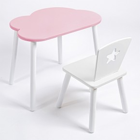 Комплект детский стол ОБЛАЧКО и стул ЗВЕЗДА ROLTI Baby (розовая столешница/белое сиденье/белые ножки) в Сысерти - sysert.mebel24.online | фото
