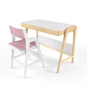 Комплект растущий стол и стул с чехлом 38 попугаев «Вуди» (Белый, Белый, Розовый) в Сысерти - sysert.mebel24.online | фото