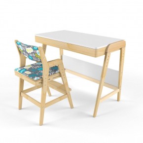 Комплект растущий стол и стул с чехлом 38 попугаев «Вуди» (Белый, Береза, Салют) в Сысерти - sysert.mebel24.online | фото