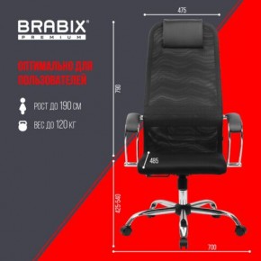 Кресло BRABIX PREMIUM "Ultimate EX-800" хром, плотная двойная сетка Х2, черное, 532911 в Сысерти - sysert.mebel24.online | фото 6