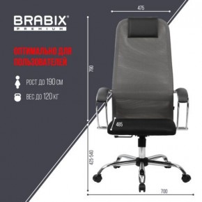 Кресло офисное BRABIX PREMIUM "Ultimate EX-800" хром, плотная двойная сетка Х2, черное/серое, 532912 в Сысерти - sysert.mebel24.online | фото 3