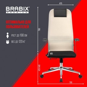 Кресло офисное BRABIX PREMIUM "Ultimate EX-801" хром, плотная двойная сетка Х2, черное/бежевое, 532919 в Сысерти - sysert.mebel24.online | фото 6