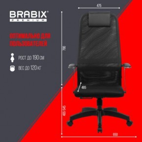 Кресло офисное BRABIX PREMIUM "Ultimate EX-801" пластик, плотная двойная сетка Х2, черное, 532922 в Сысерти - sysert.mebel24.online | фото 5