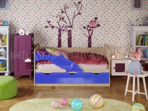 Кровать Дельфин-1 800*1600 (Синий металлик/дуб крафт белый) в Сысерти - sysert.mebel24.online | фото