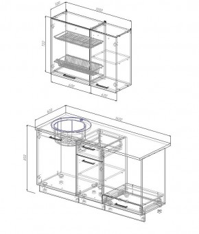 Кухонный гарнитур Антрацит 1600 (Стол. 38мм) в Сысерти - sysert.mebel24.online | фото 2