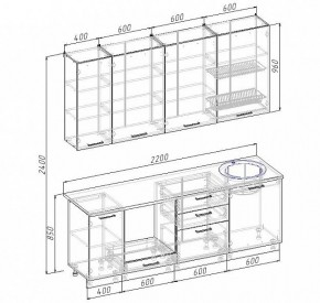 Кухонный гарнитур Антрацит 2200 (Стол. 26мм) в Сысерти - sysert.mebel24.online | фото 3