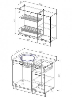 Кухонный гарнитур Бланка 1000 (Стол. 38мм) в Сысерти - sysert.mebel24.online | фото 2