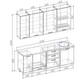 Кухонный гарнитур Дели 2200 (Стол. 26мм) в Сысерти - sysert.mebel24.online | фото 2